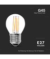 E27 6W LED kronlampa - G45, koltråd, klar, 230V