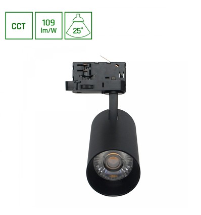 Andromeda Prime skenspot 16W - 3-fas skena CCT 230V 25° IP20 DI. 63x134x184mm svart Spectrum