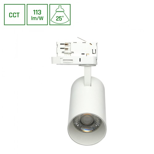 Andromeda Prime skenspot 24W - 3-fas skena, CCT, 230V, 25°, IP20, DI.76x177x228mm, vit, Spectrum