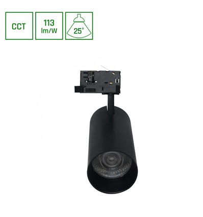ANDROMEDA PRIME skenspott 24W - 3-fas skena CCT, 230V, 25°, IP20, DI.76x177x228mm, svart, Spectrum