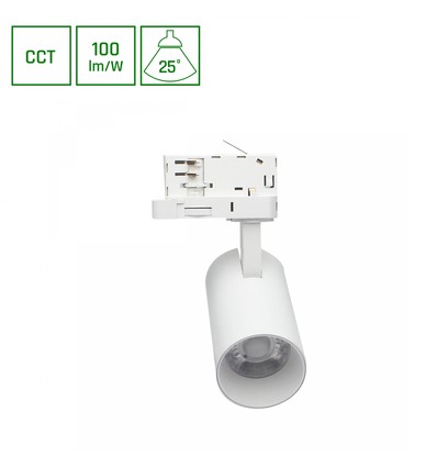 ANDROMEDA PRIME skenspot 8W - 3-fasskensystem CCT, 230V, 25°, IP20, DI. 54x109x160mm, vit, SPECTRUM