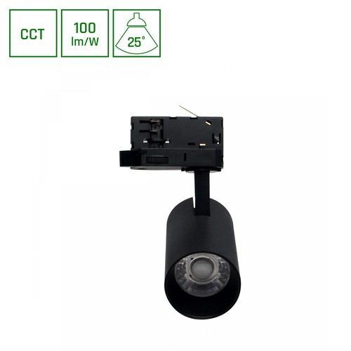 Andromeda Prime skenspot 8W - 3-fas skena CCT, 230V, 25°, IP20, DI. 54x109x160mm, svart, Spectrum