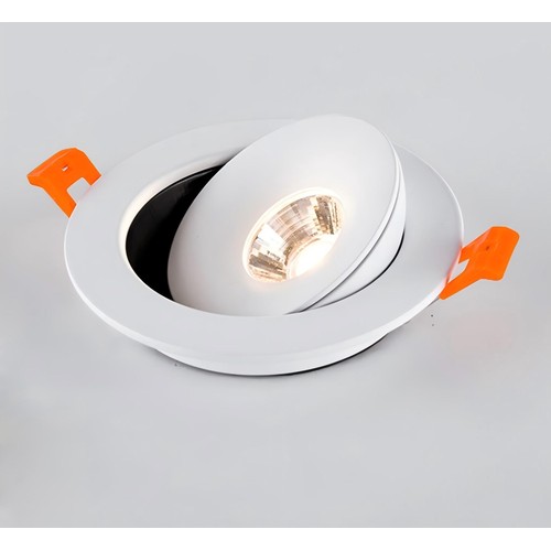 6,5W Ø10,9cm 360° infälld spotlight RA98 - Hål: Ø8,5 cm, Mått: Ø10,9 cm, 360 grader justerbar, vit kant