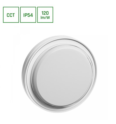 PASTILO 15W - CCT, 230V, 120°, IP54, IK10, 221x47mm, vit, rund