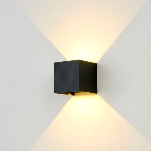 LEDlife CUBIC PRO 6W vägglampa - länkbar, justerbar, fyrkantig, upp/ner, inomhus/utomhus, svart, IP65, inkl. ljuskälla