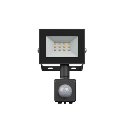 Noctis Lux 4 strålkastare 10W - kallvit, 230V, IP44, 94x150x53mm, svart, PIR-sensor