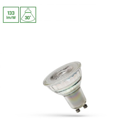 LED GU10 7,5W - 230V, 30°, Neutral Vit, Glas m/ Lins, Spectrum Premium