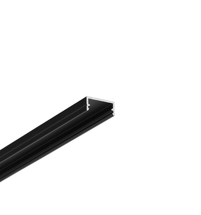 2m aluprofil BEGTON12 J/S - Svart anodiserad, påbyggnad, LED-skena