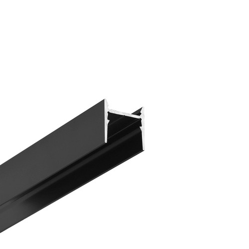 2m aluprofil COZY12 C/U1 - Svart anodiserad, utanpåliggande, LED skena