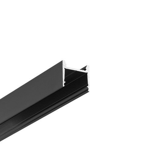 2m aluprofil HOOD14 F/U1 - Svart anodiserad, utanpåliggande, LED-skena