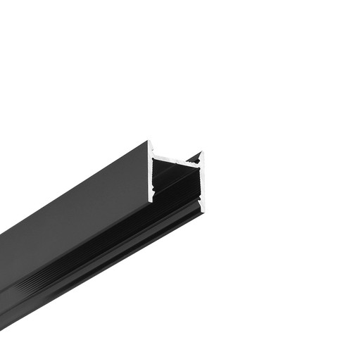 2m aluprofil LEVEL12 C/U1 - Svart anodiserad, utanpåliggande, LED-skena