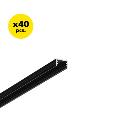 40 st. 2m aluprofil SLIM8 AC2/Z - Svart anodiserad, utanpåliggande, LED-skena