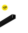 40 st. 2m aluminiumprofil SMART10 AC2/Z - Svart anodiserad, utanpåliggande, LED-skena
