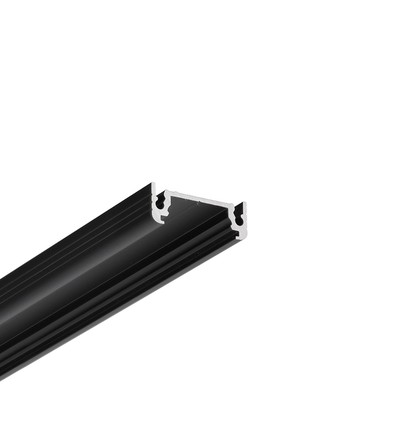 2m aluprofil SURFACE14 EE7F/TY - Svart anodiserad, utanpåliggande, LED-skena