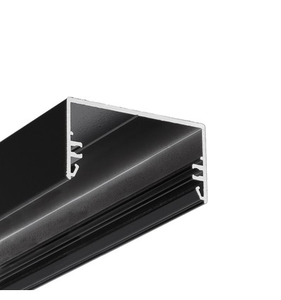 2m aluprofil LOWI C10 - Svartlackerad, påbyggnad, LED skena