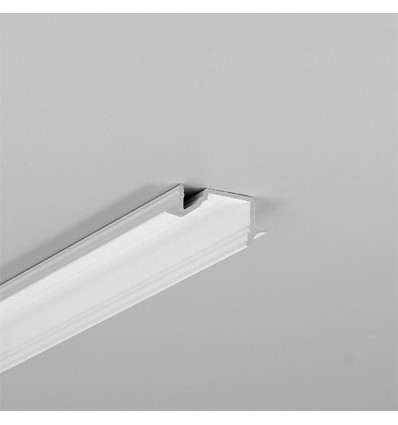 2m aluprofil DIAGONAL10 C - Vitlackerad, inbyggd, LED-skena
