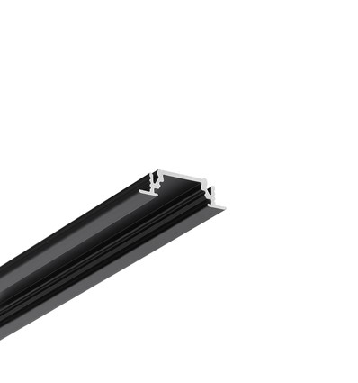 1m aluminiprofil GROOVE10 BC/UX - Svart anodiserad, inbyggd, LED-skena