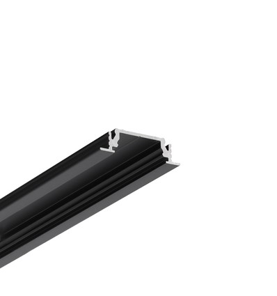 2m aluprofil GROOVE14 EE7F/TY - Svart anodiserad, inbyggd, LED-skena
