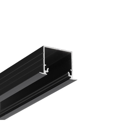 2m aluprofil LINEA-IN20 EE7F/U7 - Svart anodiserad, inbyggd, LED-skena