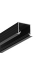 2m aluprofil LINEA-IN20 EE7F/U7 - Svart anodiserad, inbyggd, LED-skena