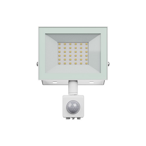 Noctis Lux 4 strålkastare 30W - kallvit, 230V, IP44, 141x185x53mm, vit, PIR-sensor