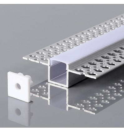 Monteringssats med diffusor för LED-list - 2000x55x15mm, Silverhus