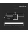 Monteringssats med diffusor för LED-list - 2000x55x15mm, Silverhus