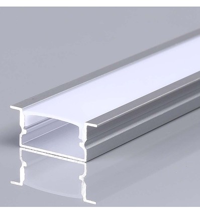 VT-8203 aluminiumsprofil - 2 meter, inkl. melkefarget deksel og endestykker