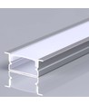 VT-8203 aluminiumsprofil - 2 meter, inkl. melkefarget deksel og endestykker