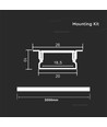 VT-8203 aluminiumsprofil - 2 meter, inkl. melkefarget deksel og endestykker