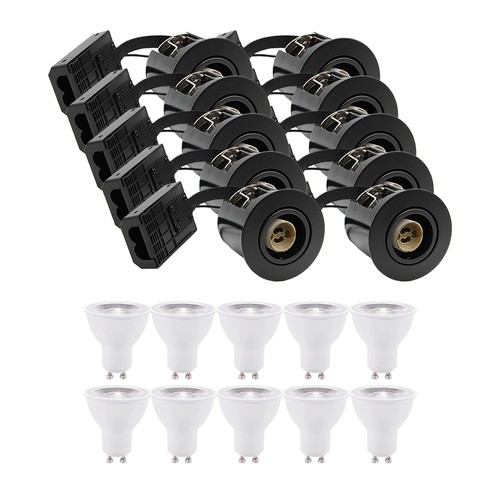 10 st. downlight Inno88 - Inkl. 6W RA97 GU10, svart, IP44, godkänd i isolering