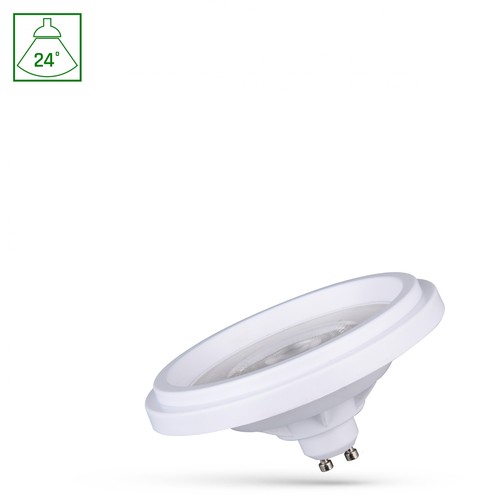 LED AR111 GU10 5,5W - 230V, Basic 2, 24° Varm Vit, Vit, Spectrum