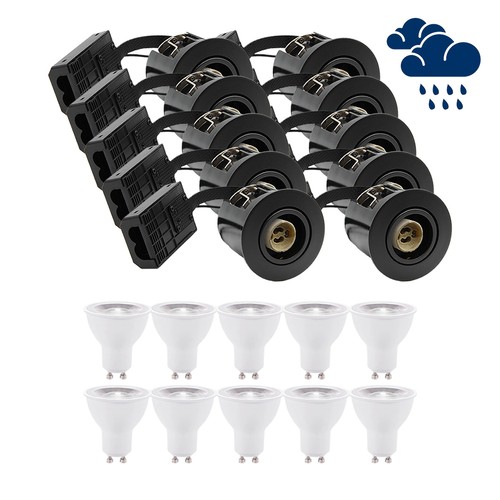 10 st LEDlife downlight Inno88 Utomhusbruk - Inkl. 4,5W GU10, Svart, IP44, godkänd i isolering