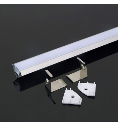Monteringssats med Diffuser - LED-Strips, Hörn, 2000x19x19mm, Silver