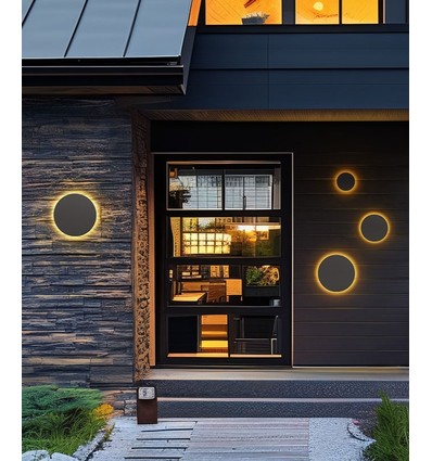 18W Vägglampa - IP44 utomhus, Ø25cm, 3 ljusfärger, Svart, CCT