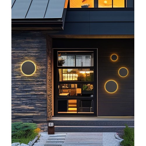 9W Vägglampa - IP44 utomhus, Ø12cm, 3 ljusfärger, Grå, CCT