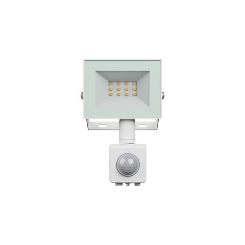 Noctis Lux 4 strålkastare 10W - kallvitt, 230V, IP44, 94x150x53mm, vit, PIR-sensor