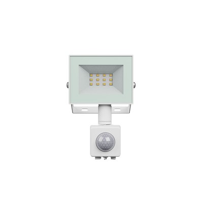 Noctis Lux 4 strålkastare 10W - kallvitt, 230V, IP44, 94x150x53mm, vit, PIR-sensor