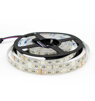 12W/m RGB+WW LED strip - 5 meter, IP65, 60 LED per. meter, 24V