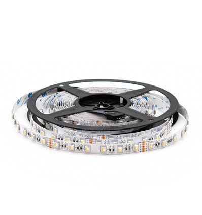 5 meter 12W/m RGB+WW LED-strip - 24V DC, IP20, 60 LED per meter