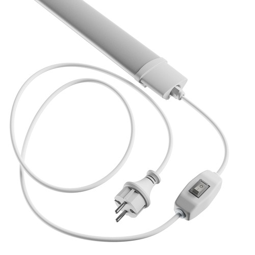 150cm LED armatur + kontakt med brytare - 45W, 230V, 2m kabel + kontakt, på/av, IP65