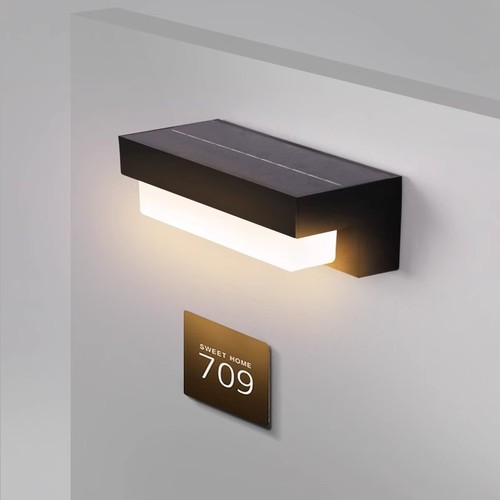 Solcells CCT vägglampa - 3 ljusfärger, svart, fyrkantig, skymningssensor, IP54