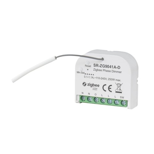 Zigbee Box inbyggningsdimmer - 200W LED dimmer, fjädertryck/push dim, korsomkoppling, memory
