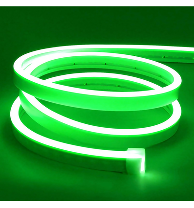 Grön 8x16 CLIP-ON Neon Flex LED - 8W per. meter, IP67, 24V