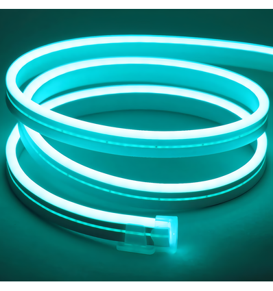 Ljusblå 8x16 CLIP-ON Neon Flex LED - 8W per. meter, IP67, 24V