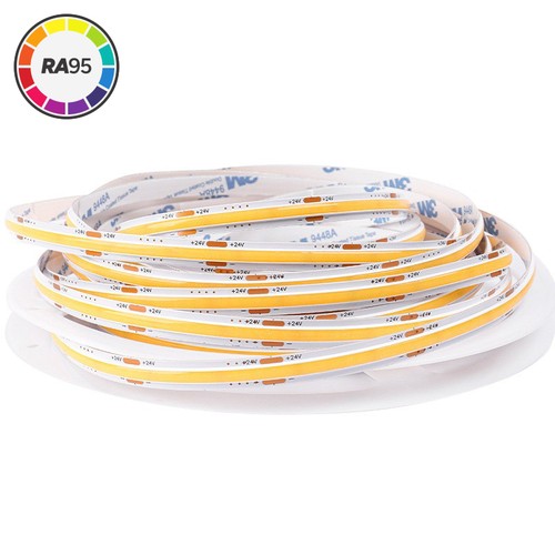 10m 6,5W/m Dot-free COB-LED-strip RA95 - 24V DC, 3000K, IP20, 320 LED/m, 5 års garanti