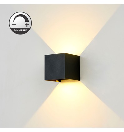 LEDlife CUBIC 6W Dimbar vägglampa - Svart, fyrkantig, upp/ned, justerbar, inne/ute, IP65, inkl. ljuskälla