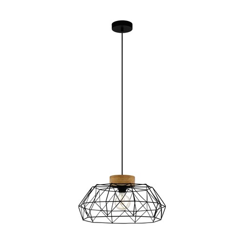 Outlet: EGLO Padstow Pendel Lampe Ø45 Til E27 i Træ/Sort