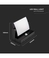 17W LED-vägglampa med sensor - IP65, svart, PIR-sensor, inkl. ljuskälla