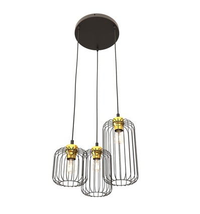 Vander 3PREM Svart/Guld pendellampa - Ø16 cm, E27, 230V, utan ljuskälla